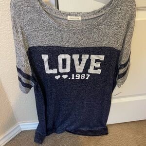 Occasion Gray and Navy Love Top